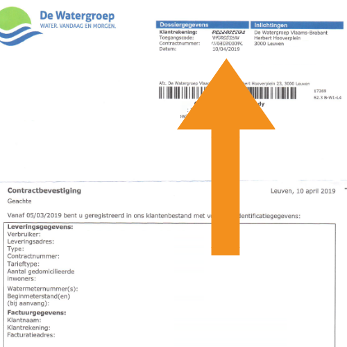 Een voorbeeldfactuur van De Watergroep.