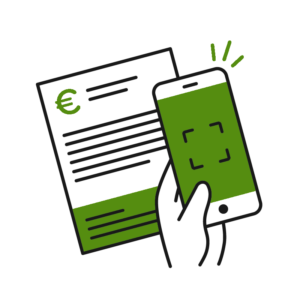 Icoon scan & pay in het groen