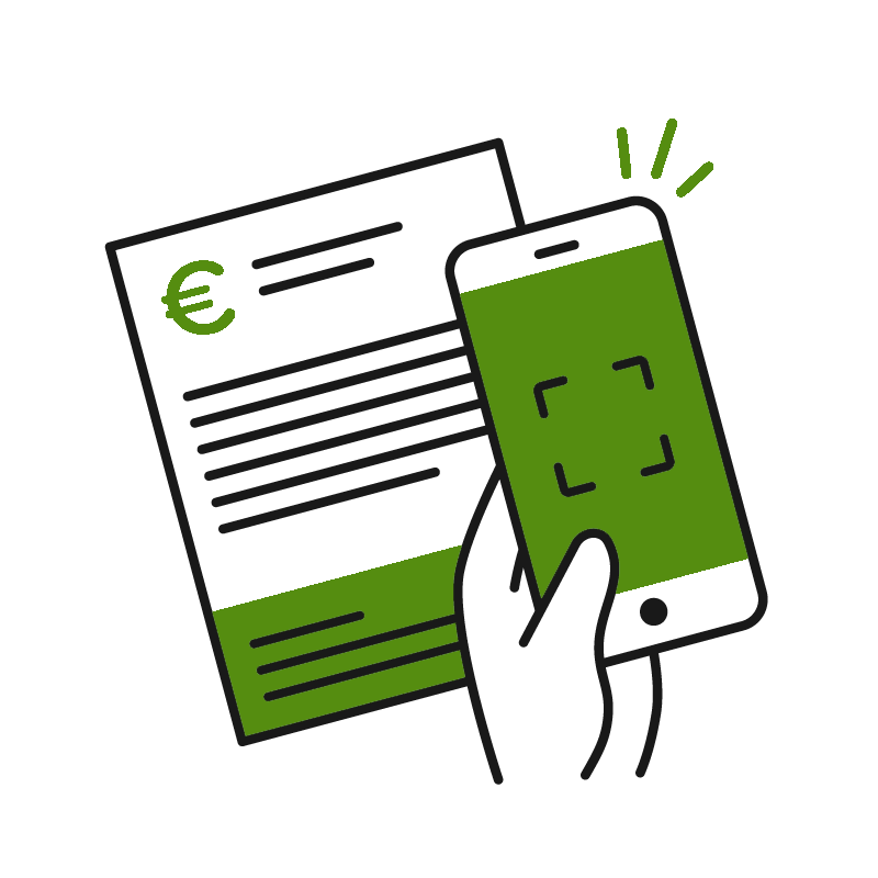 Icoon scan & pay in het groen